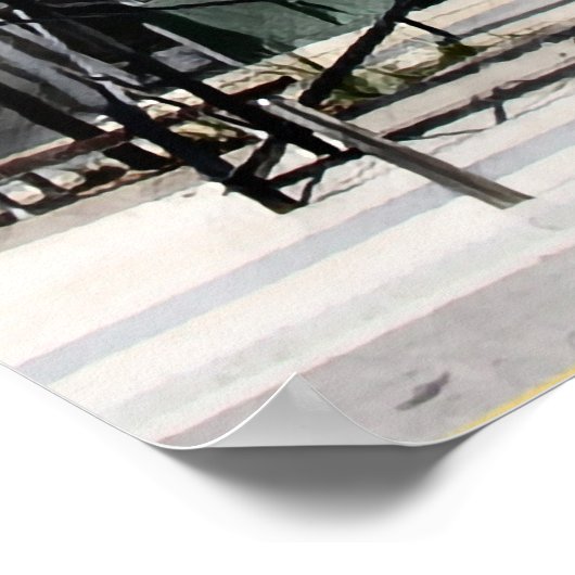 Tulsa's Golden Driller beeldje waterverf schilderi Poster (Hoek)