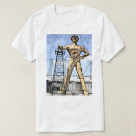 Tulsa's Golden Driller beeldje waterverf schilderi T-shirt