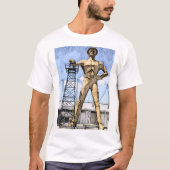 Tulsa's Golden Driller beeldje waterverf schilderi T-shirt (Voorkant)