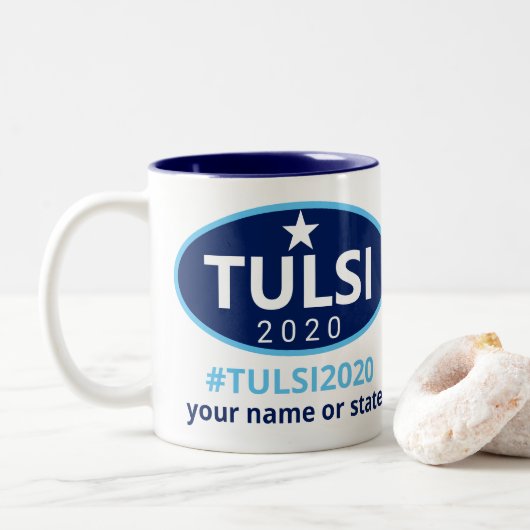 Tulsi 2020 Gabbard-campagne Tweekleurige Koffiemok (Met donut)