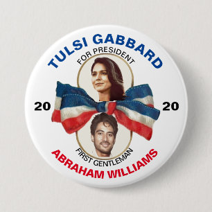 Tulsi Gabbard en Abraham Williams 2020 Ronde Button 7,6 Cm