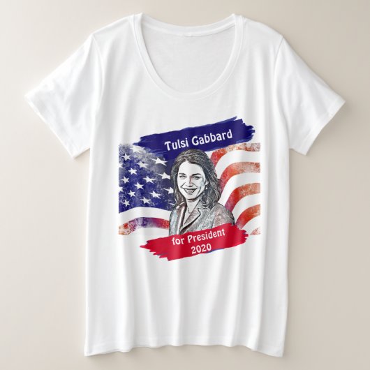 Tulsi Gabbard voor President 2020 Grote Maat T-shirt (Design voorkant)