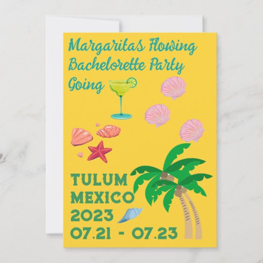 Tulum Bachelorette Party Invitation Kaart (Voorkant)
