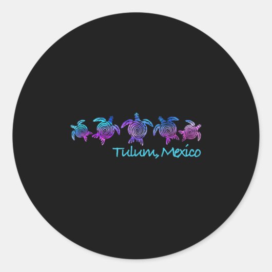Tulum Beach Design _ Tribal Turtle Gift Ronde Sticker (Voorkant)