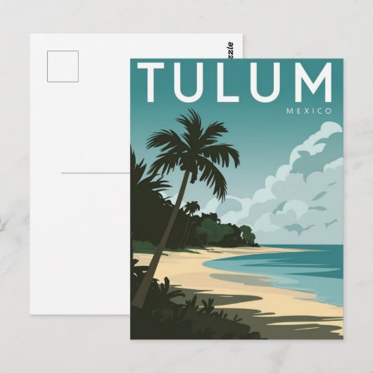 Tulum Beach, Mexico  Retro Briefkaart (Voorkant / Achterkant)