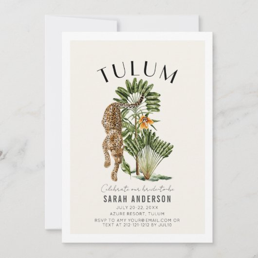 Tulum Leopard Bachelorette Weekendroute Kaart (Voorkant)