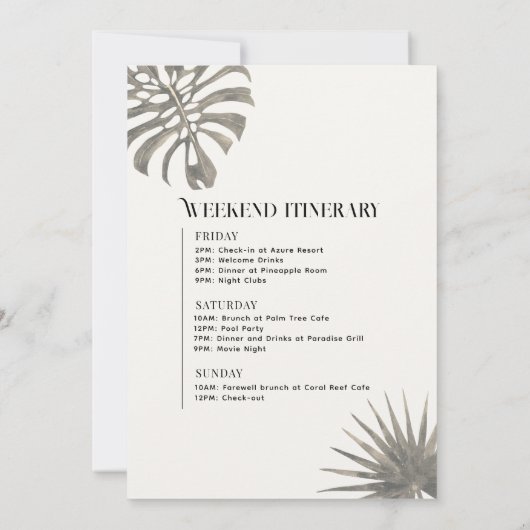 Tulum Leopard Bachelorette Weekendroute Kaart (Achterkant)