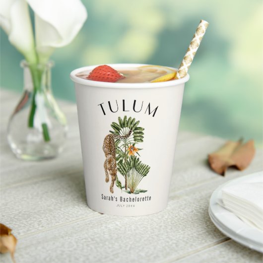 Tulum Leopard Tropische vrijgezellenweekend Papieren Bekers (Insitu)