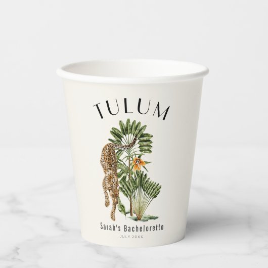 Tulum Leopard Tropische vrijgezellenweekend Papieren Bekers (Voorkant)