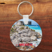 Tulum Mayan Pyramids Mexico Button Sleutelhanger (Voorkant)