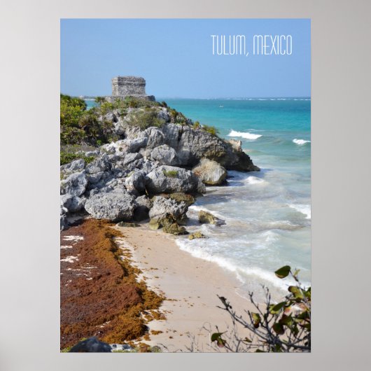 Tulum Mayan Ruïnes Mexico Reis Souvenir Poster (Voorkant)