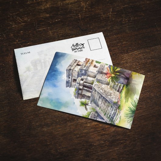 Tulum Mexico Aquarel Kaart