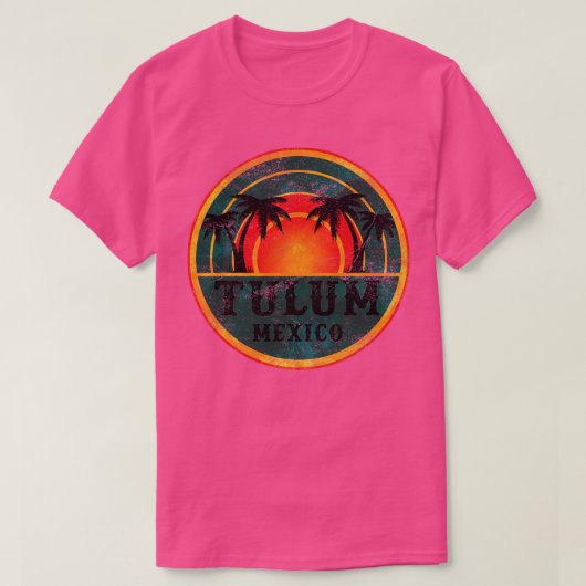 Tulum Mexico Beach  retro zonsondergang T-shirt (Design voorkant)