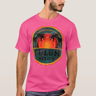Tulum Mexico Beach  retro zonsondergang T-shirt