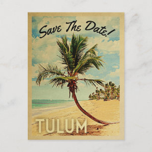 Tulum Mexico bewaart de platenpalmboom op de datu Aankondigingskaart