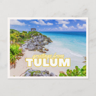 Tulum Mexico Cancun Ruïnes Tropisch Strand Vintage Briefkaart