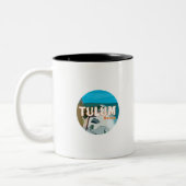 Tulum Mexico Great Gift Idea Tweekleurige Koffiemok (Links)