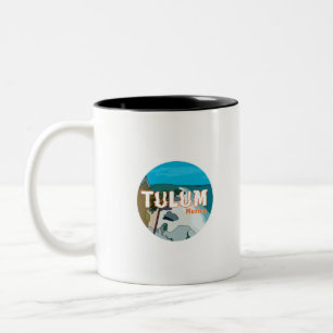 Tulum Mexico Great Gift Idea Tweekleurige Koffiemok