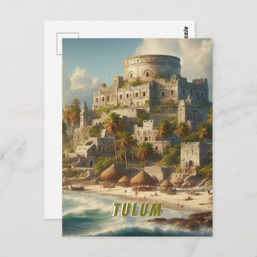 Tulum Mexico Landschap Vintage Reizen Briefkaart (Voorkant / Achterkant)