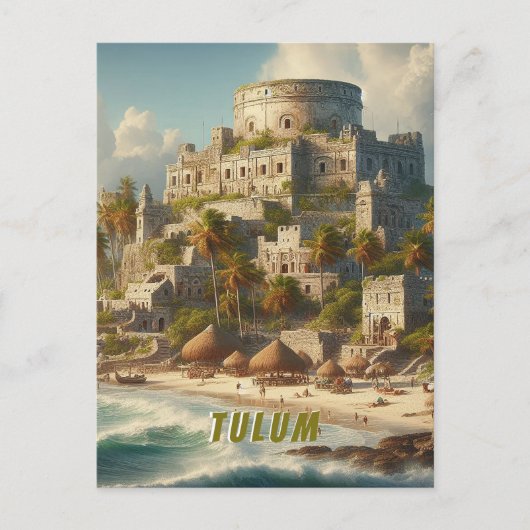 Tulum Mexico Landschap Vintage Reizen Briefkaart (Voorkant)