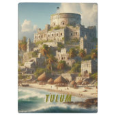 Tulum Mexico Landschap Vintage Reizen Klembord (Achterkant)