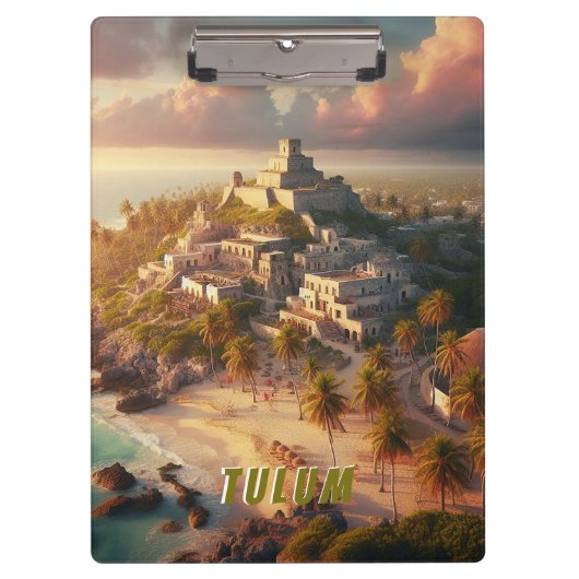 Tulum Mexico Landschap Vintage Reizen Klembord (Voorkant)
