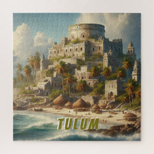 Tulum Mexico Landschap Vintage Reizen Legpuzzel