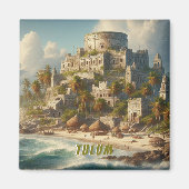 Tulum Mexico Landschap Vintage Reizen Magneet (Voorkant)