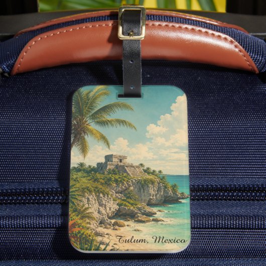 Tulum Mexico Oudheid Bagagelabel (Voorkant Insitu 2)