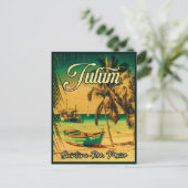 Tulum Mexico Palm Tree Vintage Travel Souvenir Briefkaart (Staand voorkant)