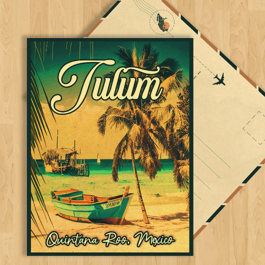 Tulum Mexico Palm Tree Vintage Travel Souvenir Briefkaart