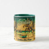 Tulum Mexico Palm Tree Vintage Travel Souvenir Mok (Midden)