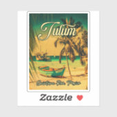 Tulum Mexico Palm Tree Vintage Travel Souvenir Sticker (Vel)