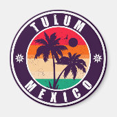 Tulum Mexico Palm Trees Vintage Travel Souvenirs Magneet (Voorkant)