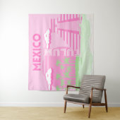 Tulum, Mexico, Reiskunst, Preppy Art, Roze Wandkleed (In situ)