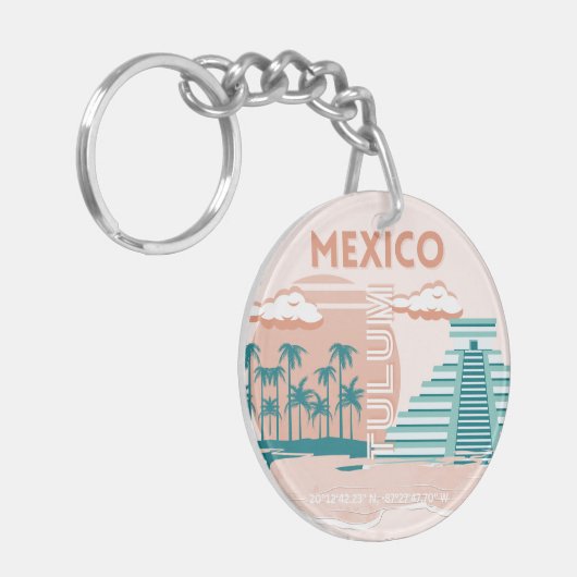 Tulum, Mexico, Reiskunst, Retro Sleutelhanger (Voorkant Links)