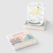 Tulum, Mexico, Reiskunst, Retro Stenen Onderzetter (Zijkant)