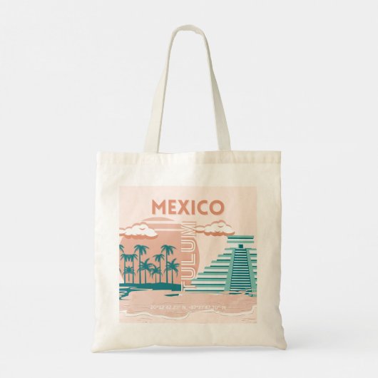Tulum, Mexico, Reiskunst, Retro Tote Bag (Achterkant)