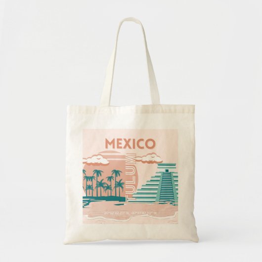 Tulum, Mexico, Reiskunst, Retro Tote Bag (Voorkant)