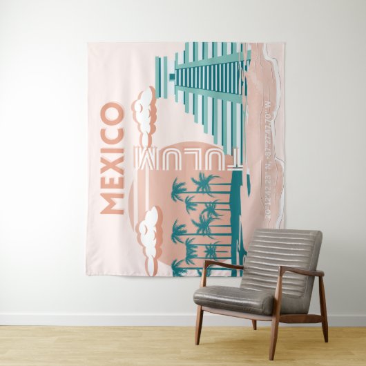 Tulum, Mexico, Reiskunst, Retro Wandkleed (In situ)