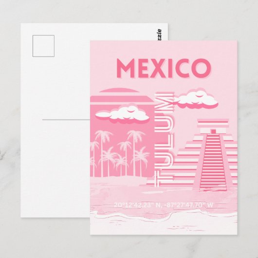 Tulum, Mexico, Reiskunst, Roze Kunst Briefkaart (Voorkant / Achterkant)
