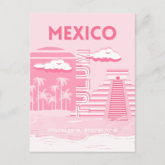 Tulum, Mexico, Reiskunst, Roze Kunst Briefkaart (Voorkant)