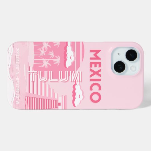 Tulum, Mexico, Reiskunst, Roze Kunst Case-Mate iPhone Case (Achterkant (horizontaal))