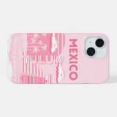 Tulum, Mexico, Reiskunst, Roze Kunst iPhone 15 Case (Achterkant horizontaal)
