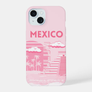Tulum, Mexico, Reiskunst, Roze Kunst iPhone 15 Case