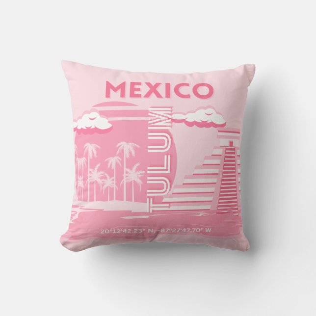 Tulum, Mexico, Reiskunst, Roze Kunst Kussen (Voorkant)