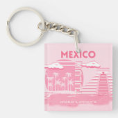 Tulum, Mexico, Reiskunst, Roze Kunst Sleutelhanger (Voorkant)