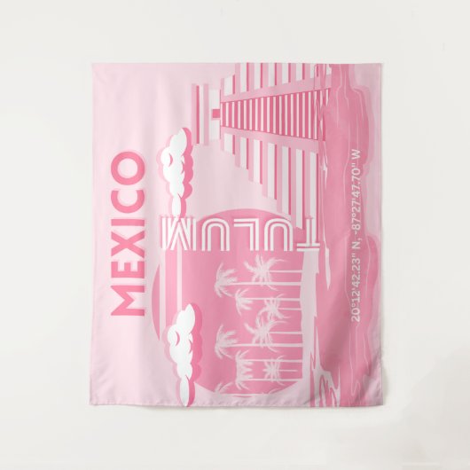 Tulum, Mexico, Reiskunst, Roze Kunst Wandkleed (Voorkant)