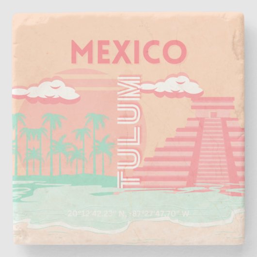 Tulum, Mexico, Reiskunst Stenen Onderzetter (Voorkant)