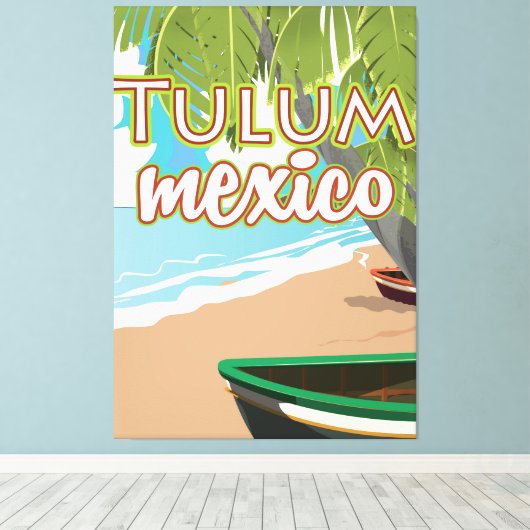 Tulum, mexico-reisposter canvas afdruk (Insitu (Houten vloer))